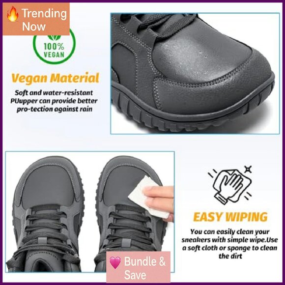 Warm Waterproof Winter Boots Wide Toe Box Zero Drop Outdoor Shoes - Picture 5 of 8